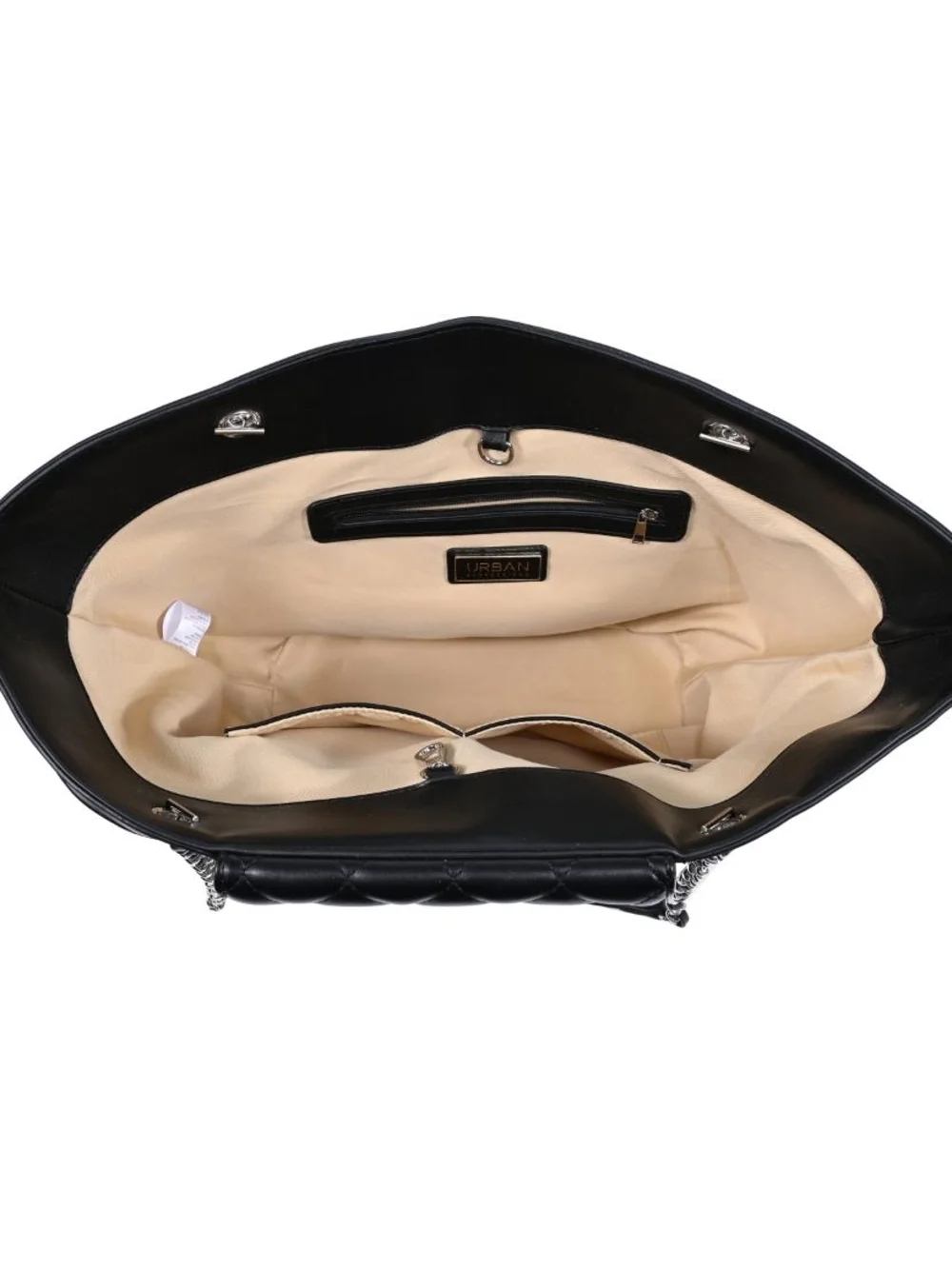 Landon Women's Natural Woven Straw Tote with Black Quilted Accent - Picture 6 of 6